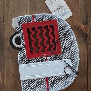 Retro White and Red Metal Camper Decor